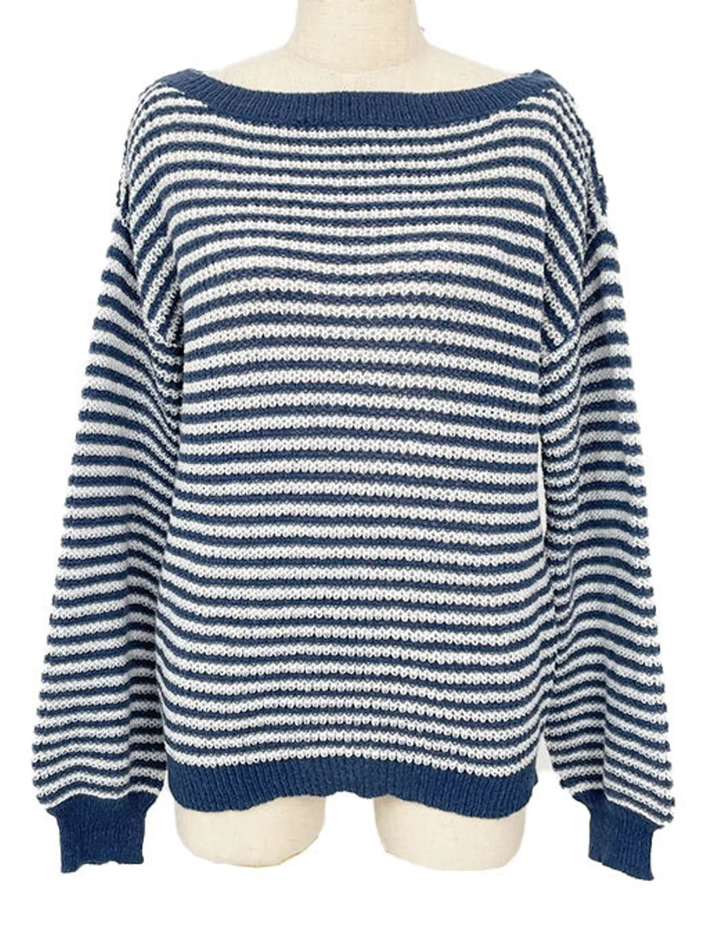 Striped Knit Boat Neck Sweater (11)