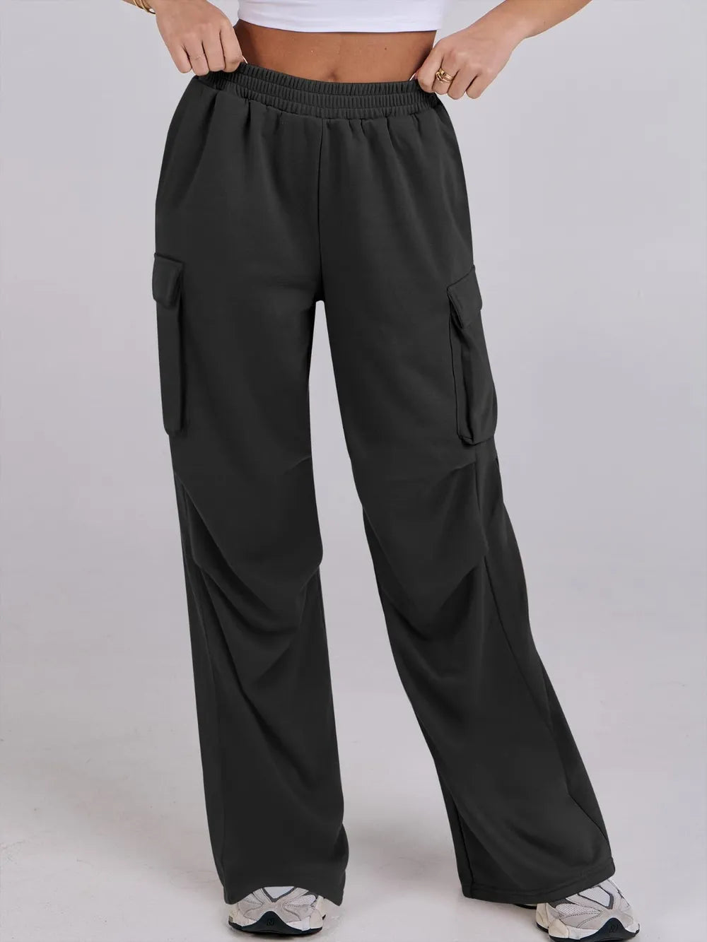 Elastic Waist Wide Leg Pants Pockets (9)