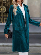 Lapel Collar Long Sleeve Longline Coat (5)