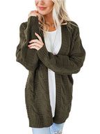 Cable-knit Open Front Long Sleeve Cardigan (3)