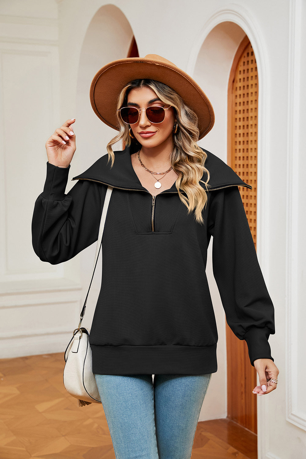 Half-zip Collared Sweatshirt (10)