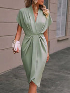 Ruched Surplice Short Sleeve Dress (2)