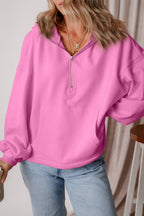Pocketed Half Zip Dropped Shoulder Hoodie (14)