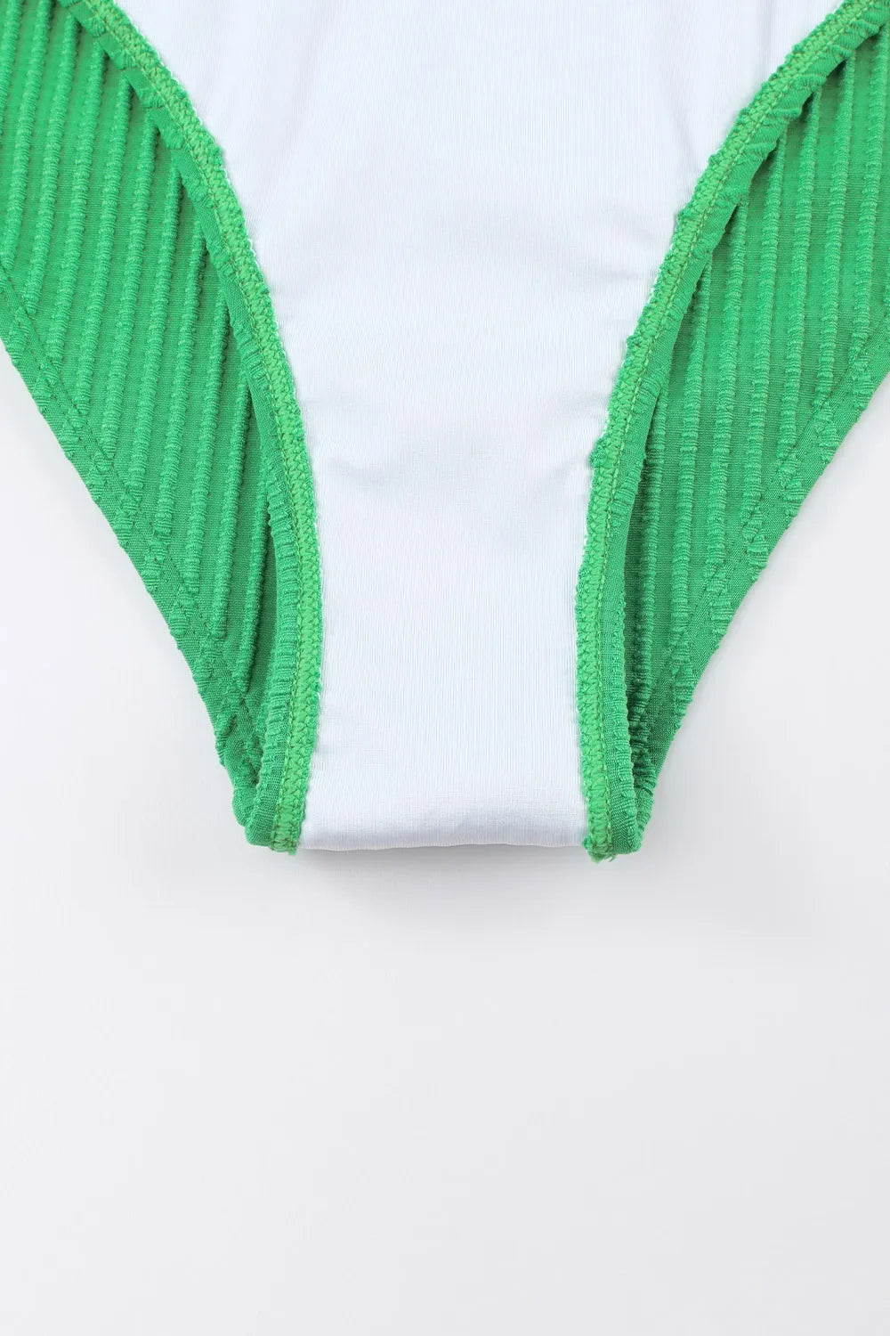 Textured Contrast Banding Bikini High Waist 2pcs Swimsuit (13)