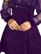 Glitter Mesh Long Sleeve Mini Dress (10)