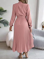 Mock Neck Pleated Midi Dress (29)