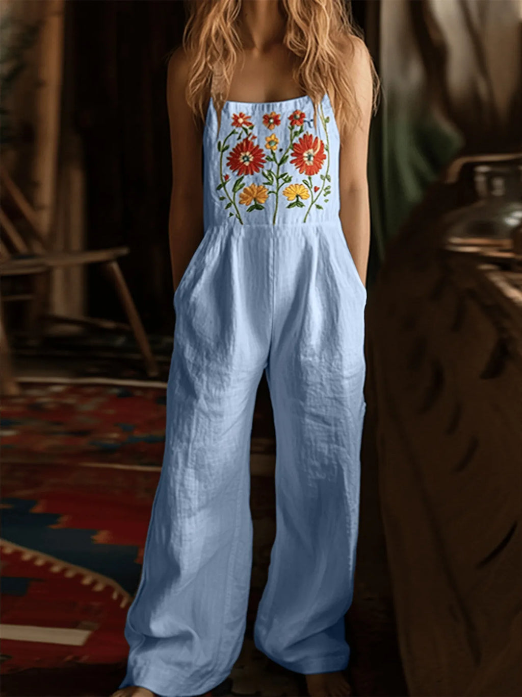 Floral Embroidered Wide Leg Jumpsuit (11)