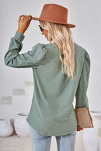 V-neck Puff Sleeve Blouse (20)
