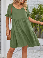 Ruffled Sleeve Tiered Mini Dress (30)
