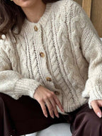 Cable Knit Button-down Cardigan (3)