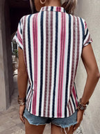 Striped Notched Short Sleeve Shirt (13)