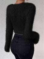 Fluffy Knit V-neck Sweater (16)