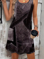 Patchwork Denim Sleeveless Dress (8)