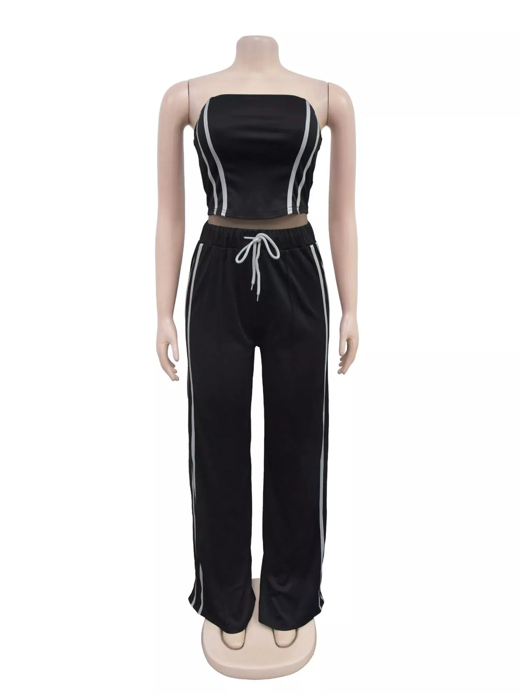 Sleeveless Tube Top Wide Leg Pants Set (4)