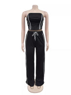 Sleeveless Tube Top Wide Leg Pants Set (4)