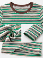 Full Size Long Sleeve Striped Crew Neck Casual T-shirt Plus (11)