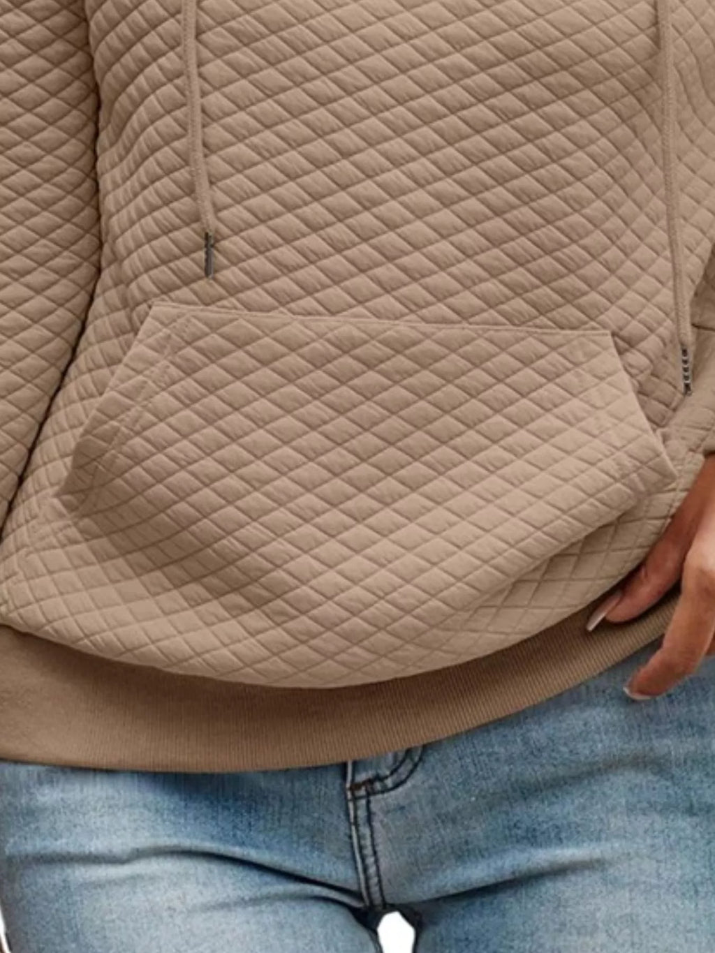 Drawstring Textured Dropped Shoulder Hoodie (19)
