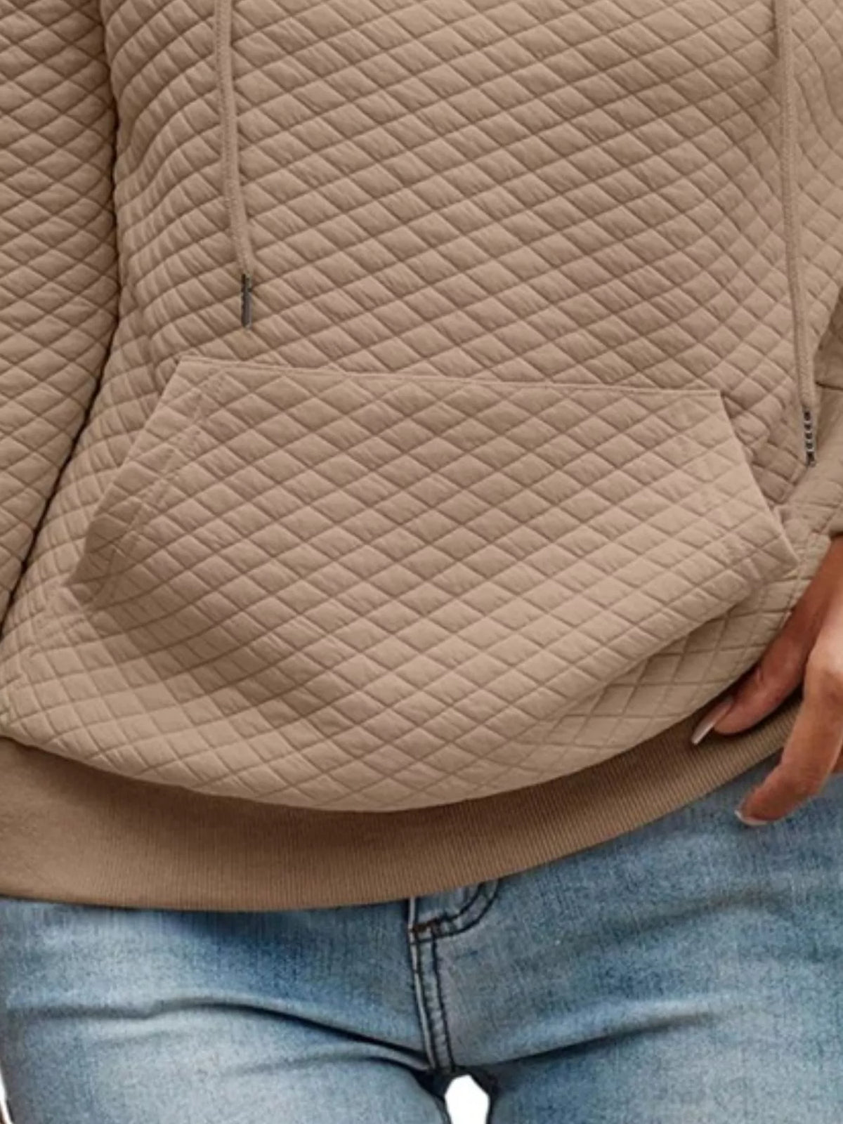 Drawstring Textured Dropped Shoulder Hoodie (19)