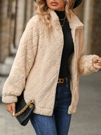 Fuzzy Pocketed Zip Up Jacket (6)