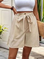 Tied High Waist Shorts Pockets (3)