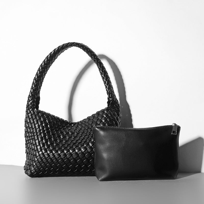 Handmade Shoulder Soft Leather Hand Carrying Woven Bag variant CJNS211339707GT