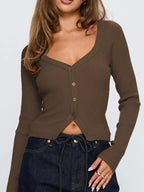 Ribbed Knit Button-down Cardigan (2)