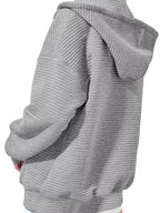Drawstring Zip Up Dropped Shoulder Hoodie (2)