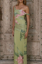 Floral Print One-shoulder Ruched Maxi Dress (17)