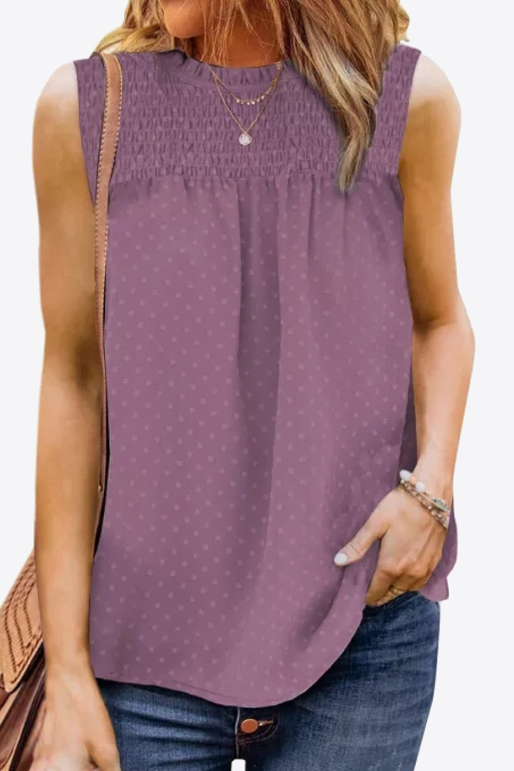 Smocked Tie Back Frill Trim Tank (5)