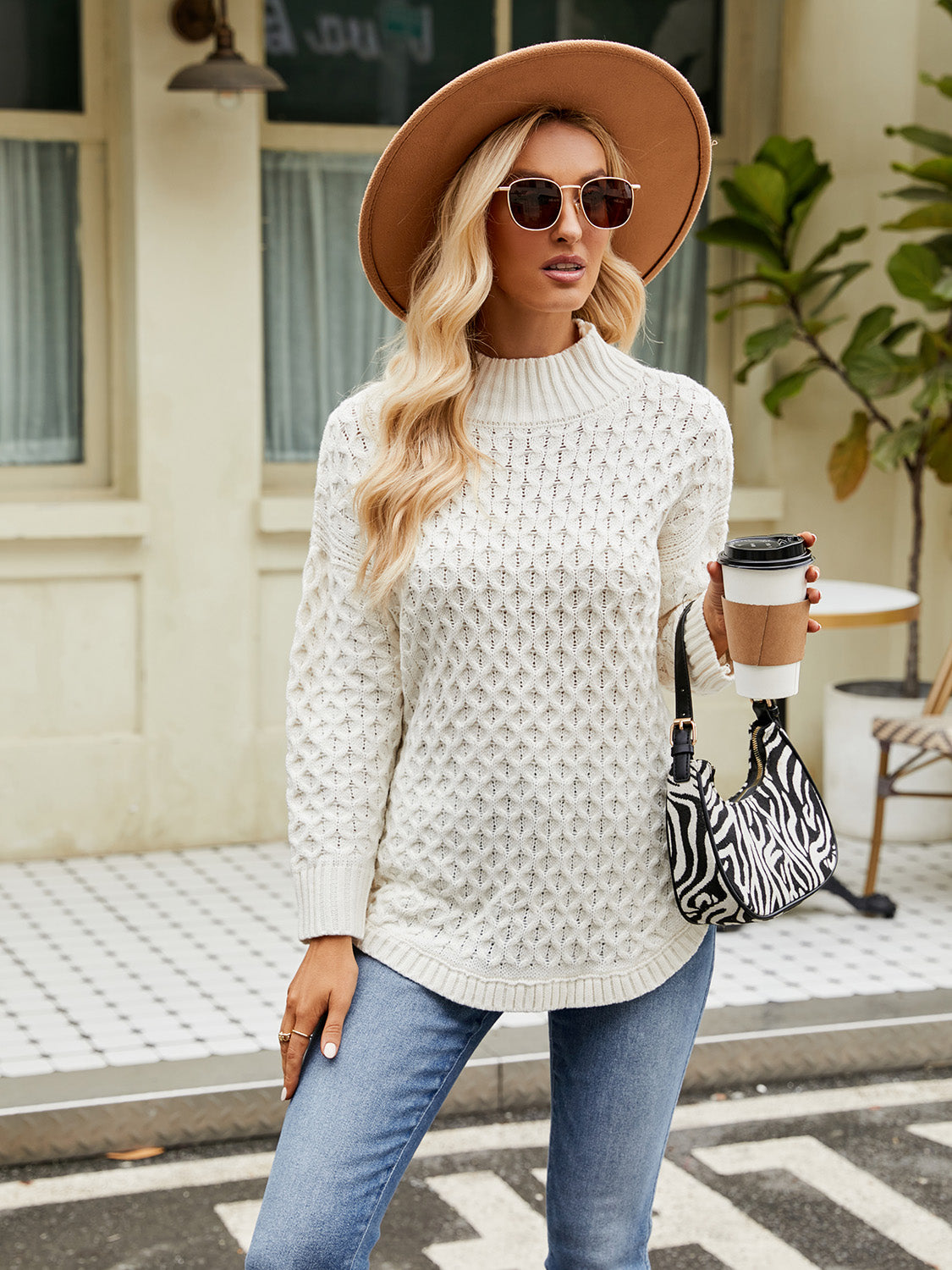 Mock Neck Slit Sweater (3)