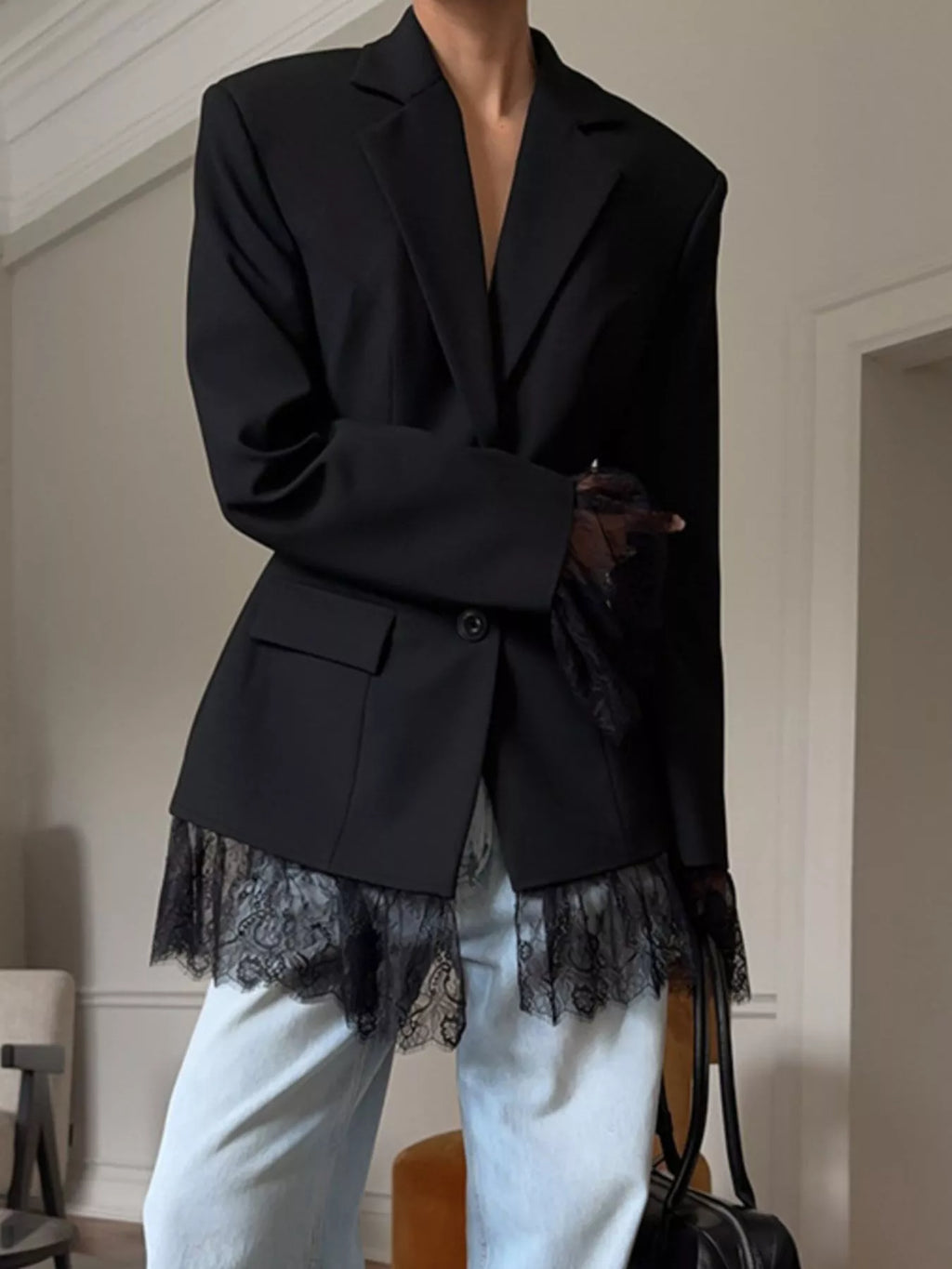Lace Hem Button Down Blazer (8)