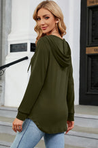 Decorative Button Drawstring Long Sleeve Hoodie (15)