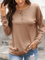 Quarter Button Dropped Shoulder Blouse (5)