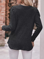 Ribbed Knit Puff Sleeve T-shirt (12)
