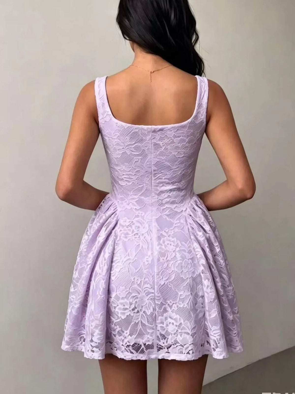 Floral Lace Square Neck Mini Dress (9)