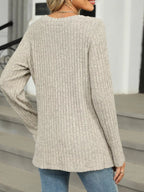 Ribbed Round Neck Long Sleeve Top (11)
