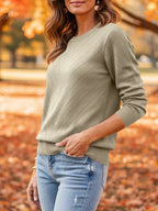 Openwork Round Neck Sweater (2)