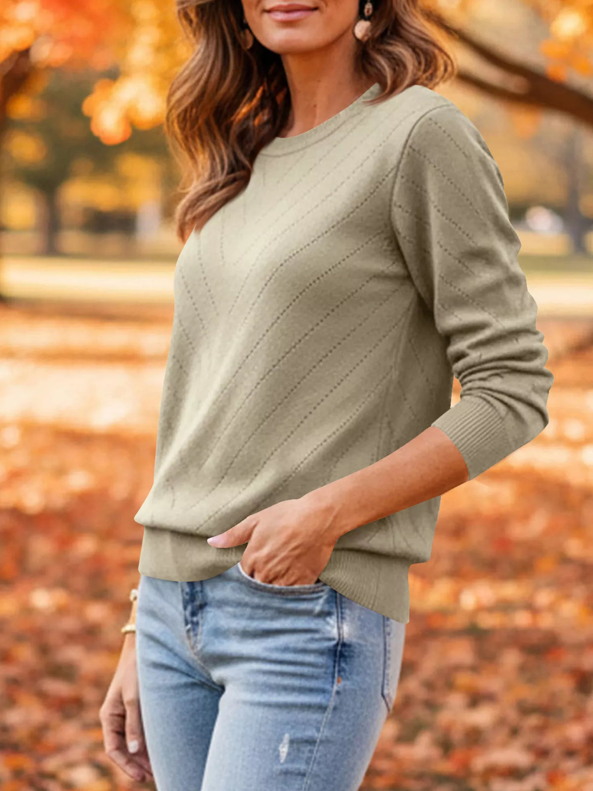 Openwork Round Neck Sweater (2)