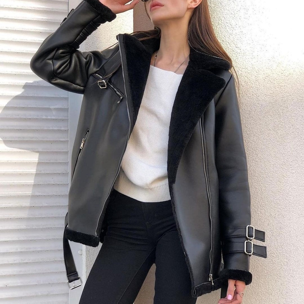 Suede Zipper Solid Color Coat photo 3