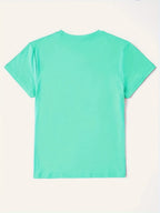 Letter Graphic Round Neck Short Sleeve T-shirt (2)