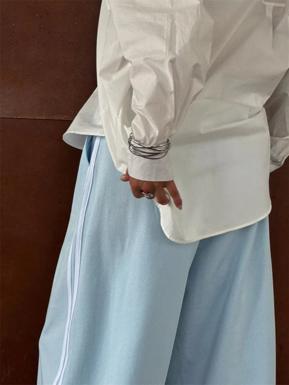 Side Stripes High-waisted Wide-leg Sweatpants (14)