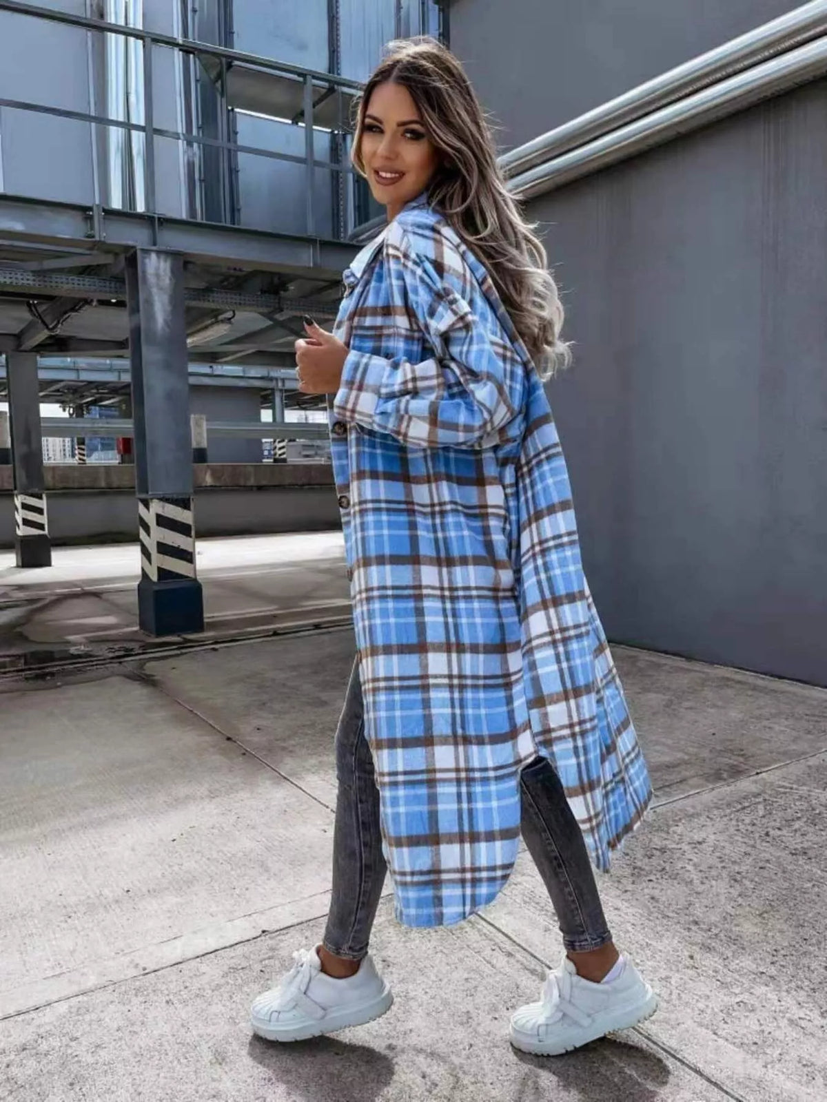 Plaid Button Up Longline Shacket (8)