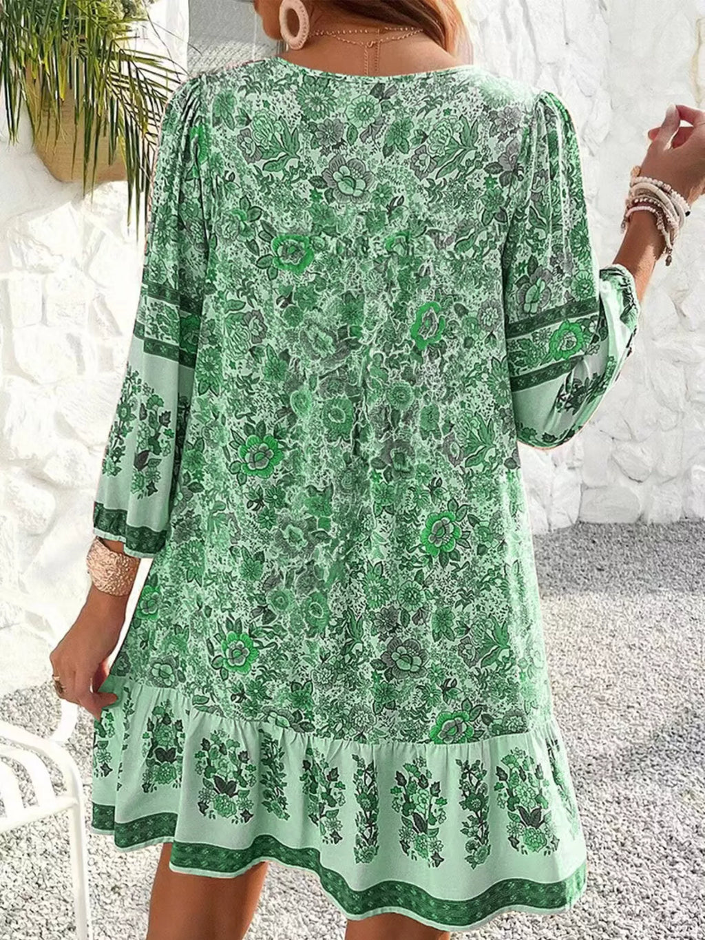 Floral Print Tassel Tie Neck Mini Dress (18)