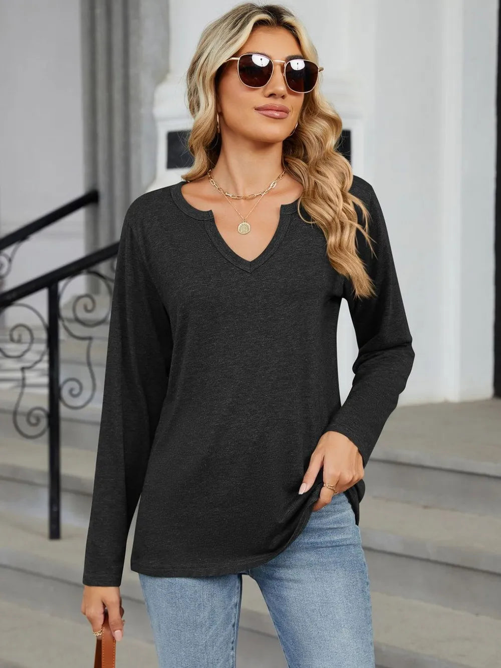 Notched Long Sleeve T-shirt (15)