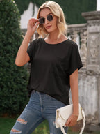 Pocketed Round Neck Short Sleeve T-shirt (4)