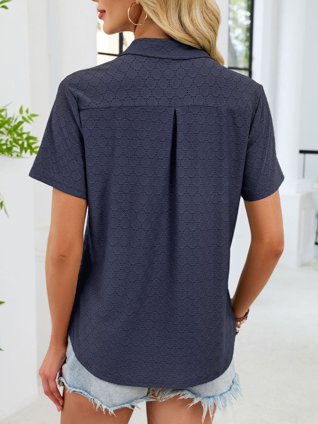 Eyelet Short Sleeve Blouse (3)