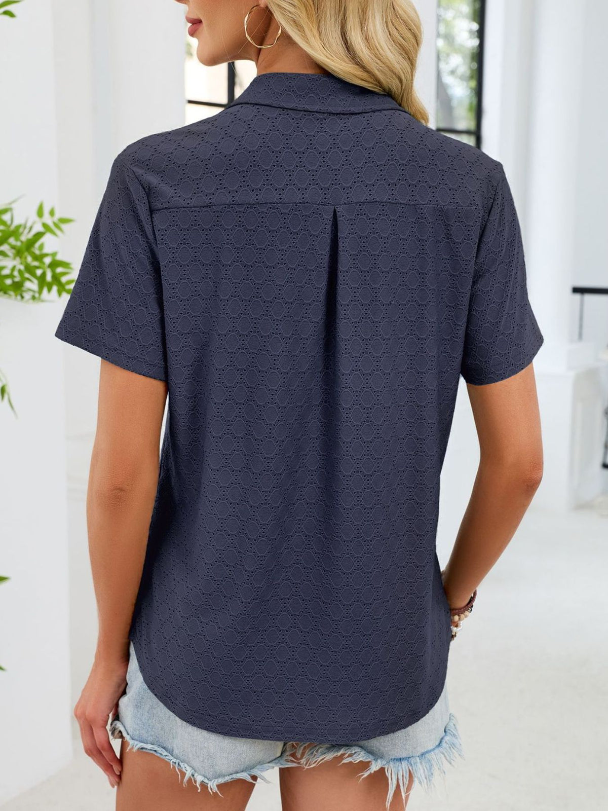 Eyelet Short Sleeve Blouse (3)