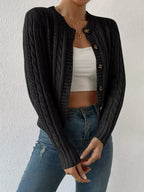 Cable Knit Button-up Cardigan (14)