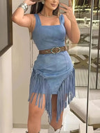 Fringe Square Neck Bodycon Mini Dress (2)