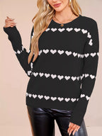 Heart Pattern Dropped Shoulder Sweater (14)